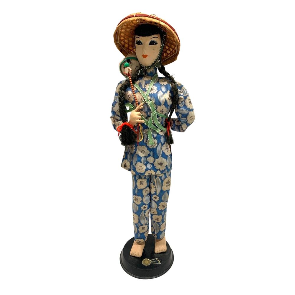 Vintage Young Chinese Lady with Papose Doll Figure  14" Tall